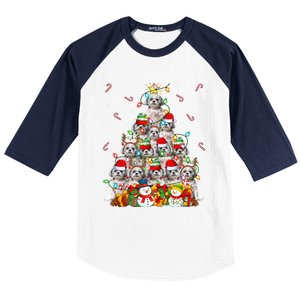 Shih Tzu Dog Xmas Lighting Tree Santa Shih Tzu Christmas Funny Gift Baseball Sleeve Shirt