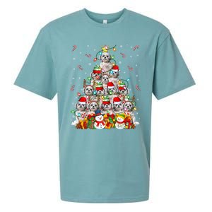 Shih Tzu Dog Xmas Lighting Tree Santa Shih Tzu Christmas Funny Gift Sueded Cloud Jersey T-Shirt