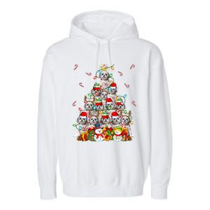 Shih Tzu Dog Xmas Lighting Tree Santa Shih Tzu Christmas Funny Gift Garment-Dyed Fleece Hoodie