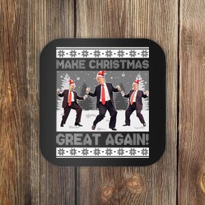 Santa Trump Dance Make Christmas Great Again Ugly Sweater Coaster