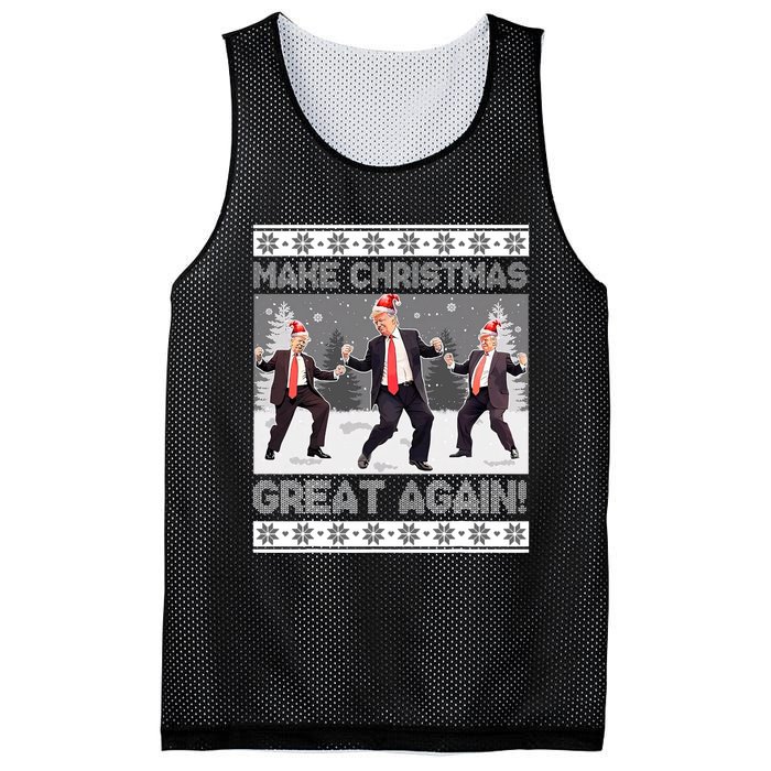 Santa Trump Dance Make Christmas Great Again Ugly Sweater Mesh Reversible Basketball Jersey Tank