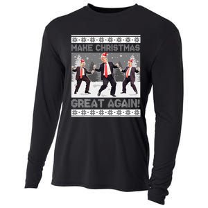 Santa Trump Dance Make Christmas Great Again Ugly Sweater Cooling Performance Long Sleeve Crew