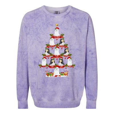 Shih Tzu Dog Xmas Tree Lighting Shih Tzu Christmas Tree Cool Gift Colorblast Crewneck Sweatshirt