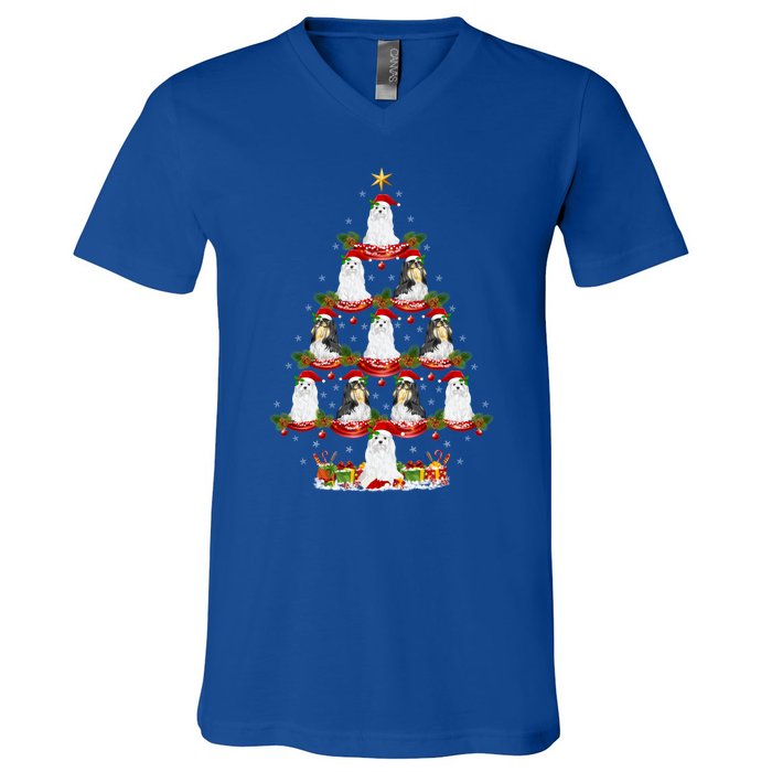 Shih Tzu Dog Xmas Tree Lighting Shih Tzu Christmas Tree Cool Gift V-Neck T-Shirt