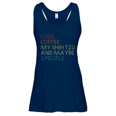 Shih Tzu Dog Owner Coffee Lovers Funny Quote Vintage Retro Ladies Essential Flowy Tank