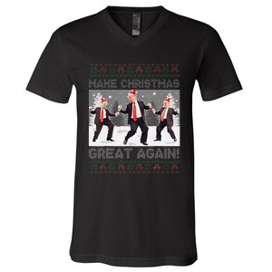 Santa Trump Dance Make Christmas Great Again Ugly Sweater V-Neck T-Shirt