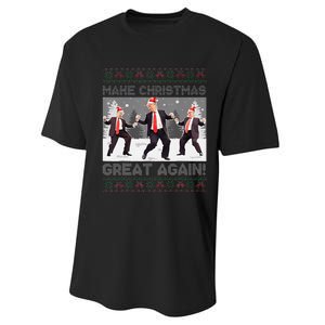 Santa Trump Dance Make Christmas Great Again Ugly Sweater Performance Sprint T-Shirt