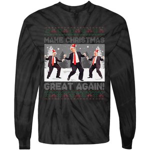 Santa Trump Dance Make Christmas Great Again Ugly Sweater Tie-Dye Long Sleeve Shirt