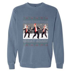 Santa Trump Dance Make Christmas Great Again Ugly Sweater Garment-Dyed Sweatshirt