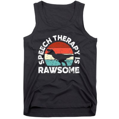 SLP Therapy Dinosaur Rawsome Speech Language Pathologist Tank Top