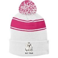 Shih Tzu Dog Stripe Pom Pom Beanie