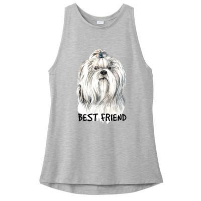 Shih Tzu Dog Ladies PosiCharge Tri-Blend Wicking Tank