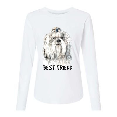 Shih Tzu Dog Womens Cotton Relaxed Long Sleeve T-Shirt