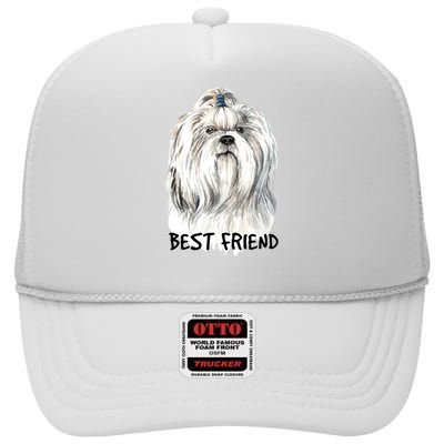 Shih Tzu Dog High Crown Mesh Back Trucker Hat