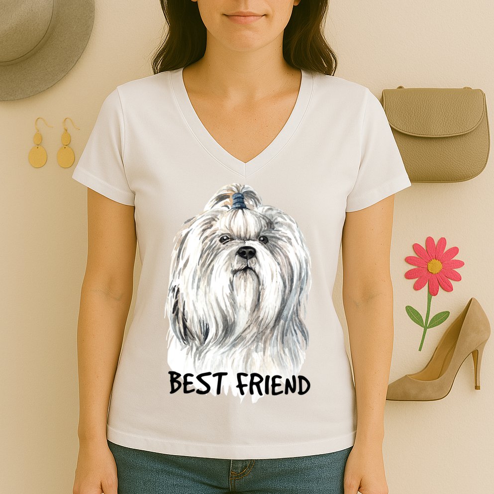 Shih Tzu Dog Women's V-Neck T-Shirt