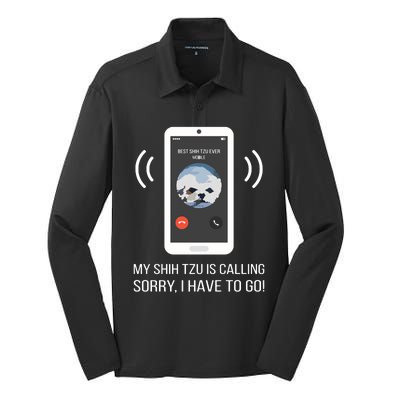 Shih Tzu Dog Long Sleeve Funny Silk Touch Performance Long Sleeve Polo