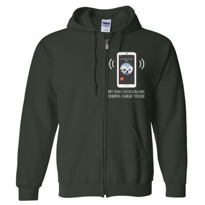 Shih Tzu Dog Long Sleeve Funny Full Zip Hoodie