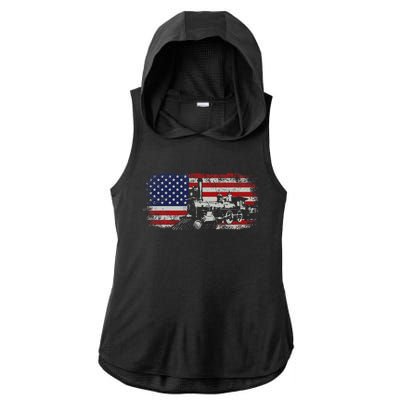 Steam Train Driver Trainspotting Locomotive Ladies PosiCharge Tri-Blend Wicking Draft Hoodie Tank