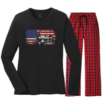 Steam Train Driver Trainspotting Locomotive Women's Long Sleeve Flannel Pajama Set 