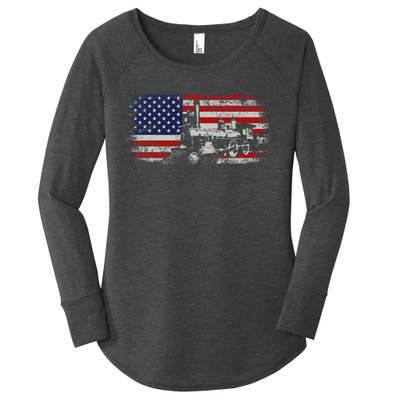 Steam Train Driver Trainspotting Locomotive Women's Perfect Tri Tunic Long Sleeve Shirt