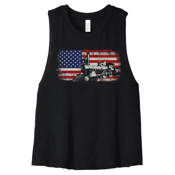 Steam Train Driver Trainspotting Locomotive Women's Racerback Cropped Tank