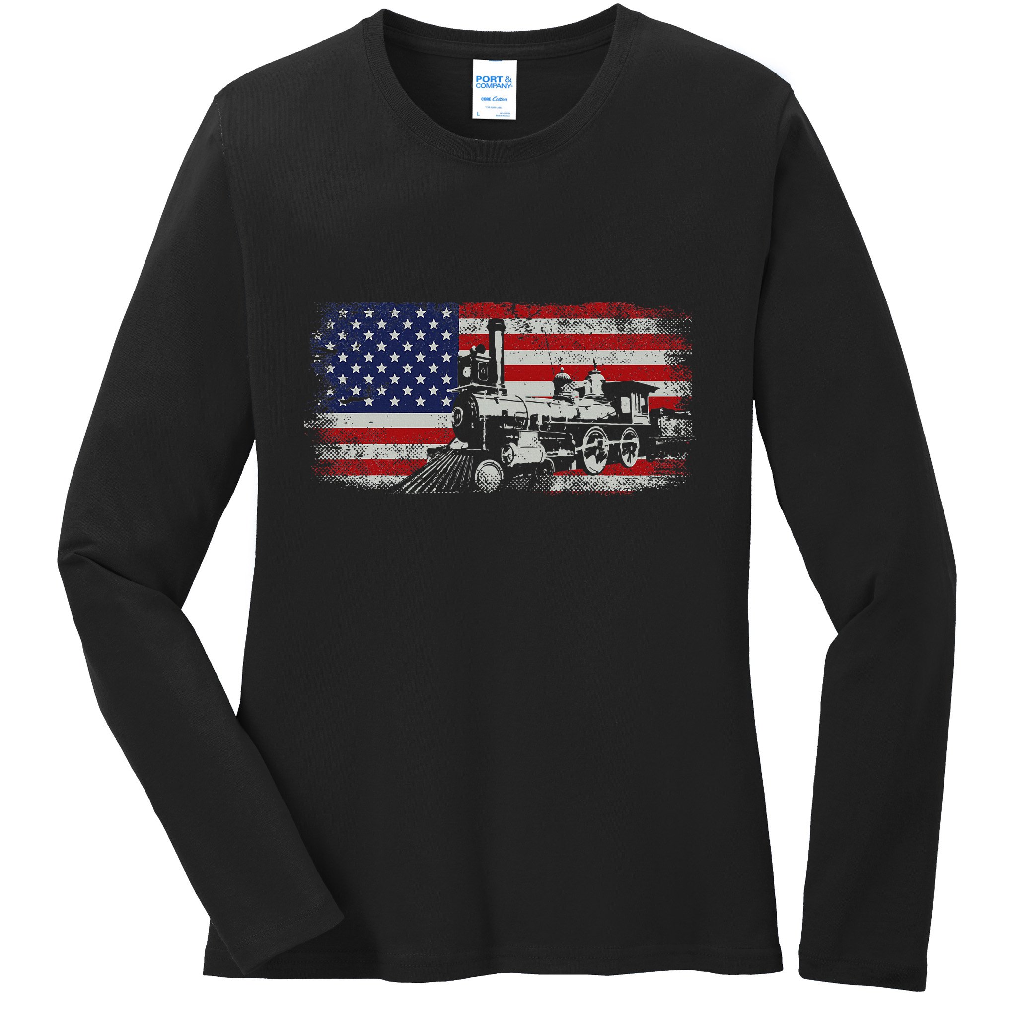 Steam Train Driver Trainspotting Locomotive Ladies Long Sleeve Shirt