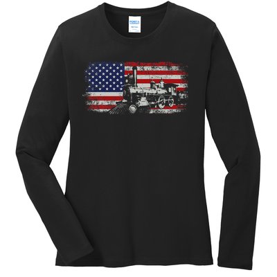 Steam Train Driver Trainspotting Locomotive Ladies Long Sleeve Shirt