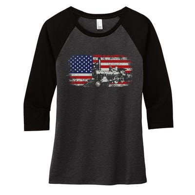 Steam Train Driver Trainspotting Locomotive Women's Tri-Blend 3/4-Sleeve Raglan Shirt