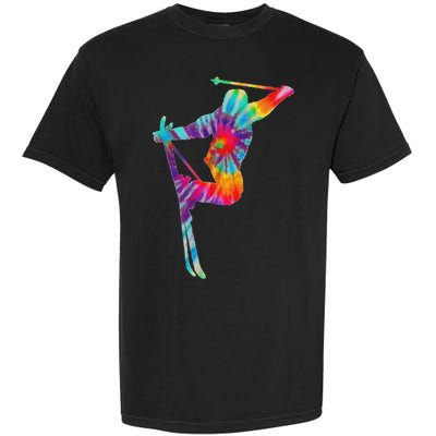 Ski Tie Dye Vintage Retro Skiing Skier Garment-Dyed Heavyweight T-Shirt