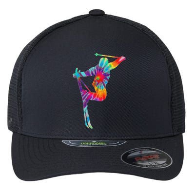 Ski Tie Dye Vintage Retro Skiing Skier Flexfit Unipanel Trucker Cap