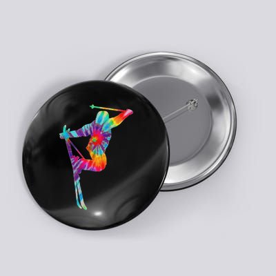 Ski Tie Dye Vintage Retro Skiing Skier Button