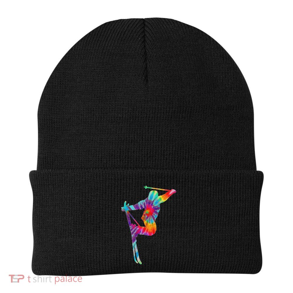 Ski Tie Dye Vintage Retro Skiing Skier Beanie
