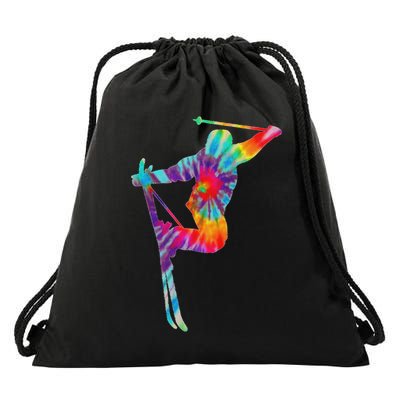 Ski Tie Dye Vintage Retro Skiing Skier Drawstring Bag