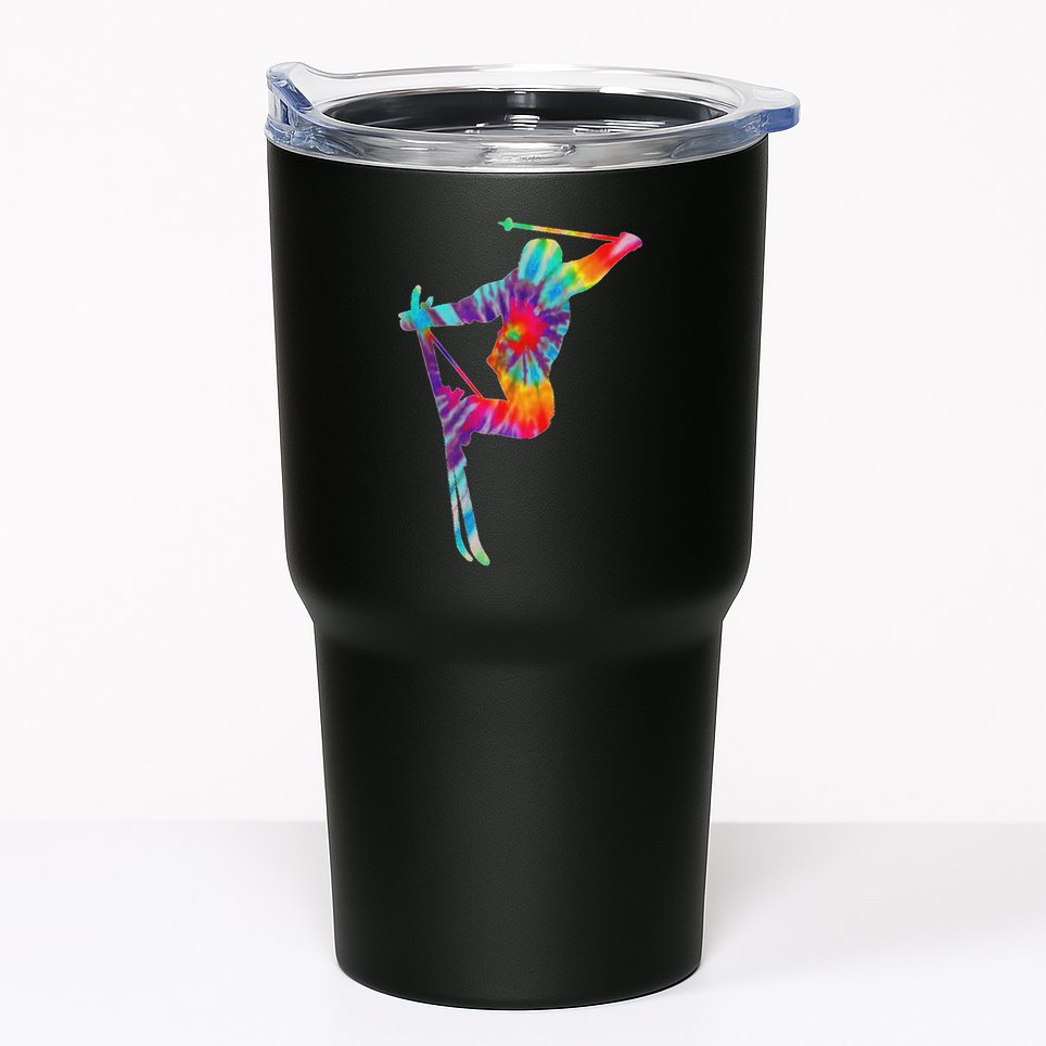 Ski Tie Dye Vintage Retro Skiing Skier Tumbler