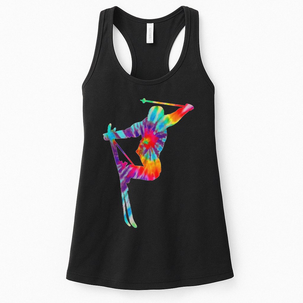 Ski Tie Dye Vintage Retro Skiing Skier Womens Tank Top