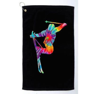 Ski Tie Dye Vintage Retro Skiing Skier Golf Towel