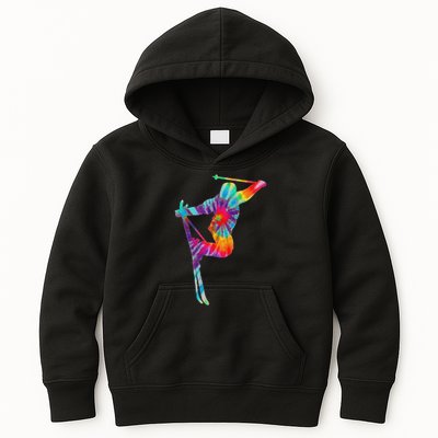 Ski Tie Dye Vintage Retro Skiing Skier Kids Hoodie