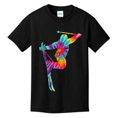 Ski Tie Dye Vintage Retro Skiing Skier Kids T-Shirt