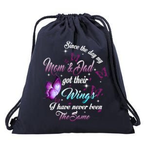 Since The Day My Mom And Dad Got Their Wings Memorial Parents Cute Gift Drawstring Bag