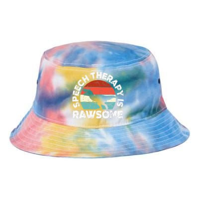 SLP Therapy Dinosaur Rawsome Speech Language Pathologist Tie Dye Newport Bucket Hat