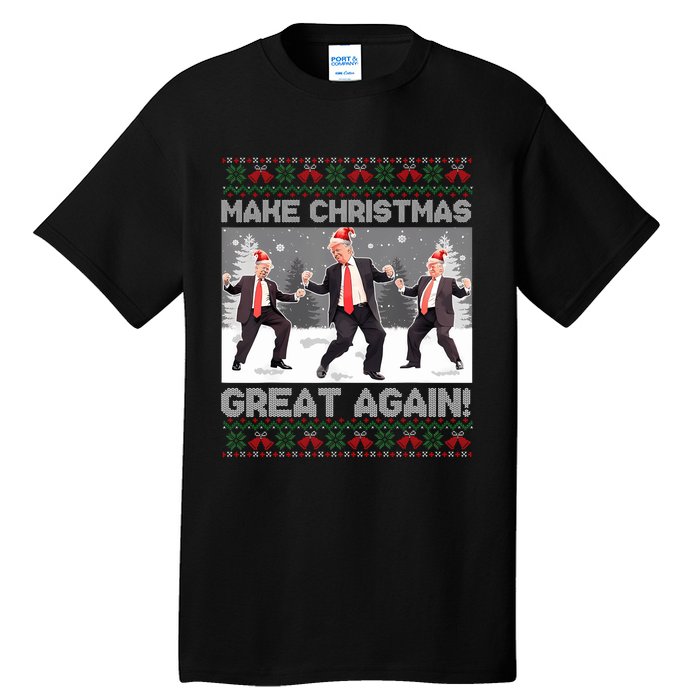 Santa Trump Dance Make Christmas Great Again Ugly Sweater Sweatshirt Tall T-Shirt