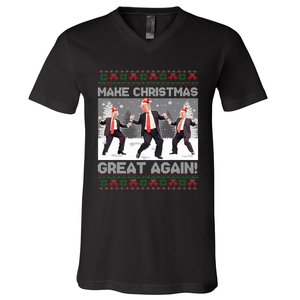 Santa Trump Dance Make Christmas Great Again Ugly Sweater Sweatshirt V-Neck T-Shirt