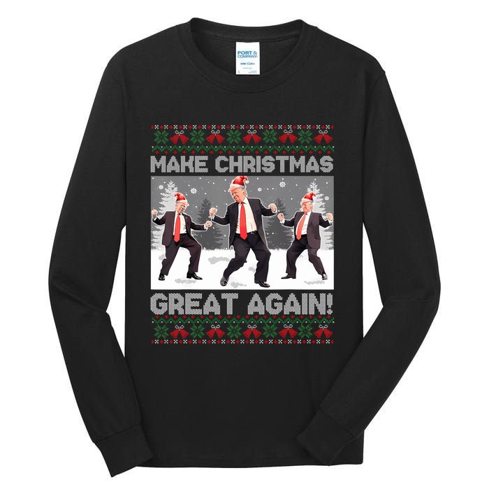 Santa Trump Dance Make Christmas Great Again Ugly Sweater Sweatshirt Tall Long Sleeve T-Shirt