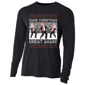 Santa Trump Dance Make Christmas Great Again Ugly Sweater Sweatshirt Cooling Performance Long Sleeve Crew