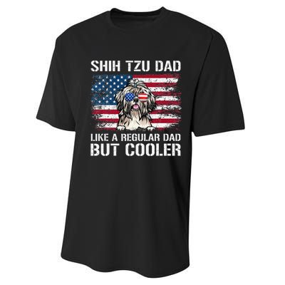 Shih Tzu Dad Like A Regular Dad But Cooler 4th Of July Performance Sprint T-Shirt