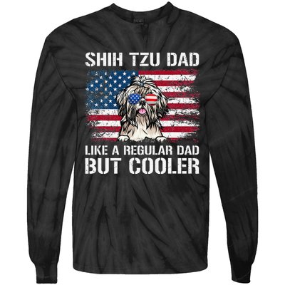 Shih Tzu Dad Like A Regular Dad But Cooler 4th Of July Tie-Dye Long Sleeve Shirt