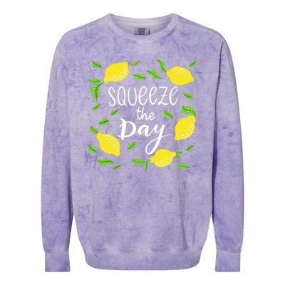 Squeeze The Day Lemons Quote Colorblast Crewneck Sweatshirt