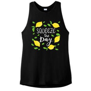 Squeeze The Day Lemons Quote Ladies PosiCharge Tri-Blend Wicking Tank