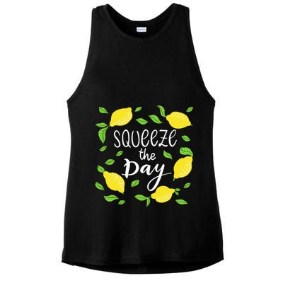 Squeeze The Day Lemons Quote Ladies PosiCharge Tri-Blend Wicking Tank