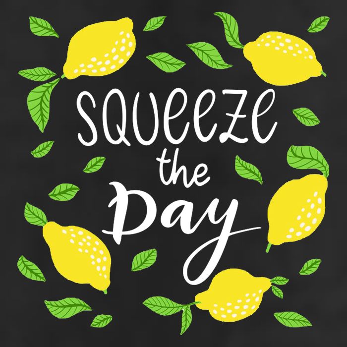 Squeeze The Day Lemons Quote 7 Panel Mesh Trucker Snapback Hat